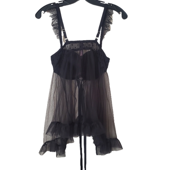 Victoria's Secret 36C black polka dot  negligee - Picture 5 of 7